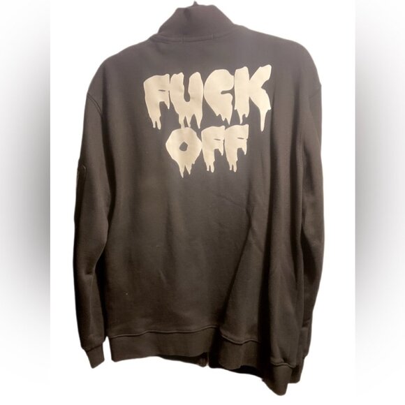 Vintage #BEENTRILl# Virgil Abloh streetwear black long sleeve zip up shirt XL - Picture 3 of 4